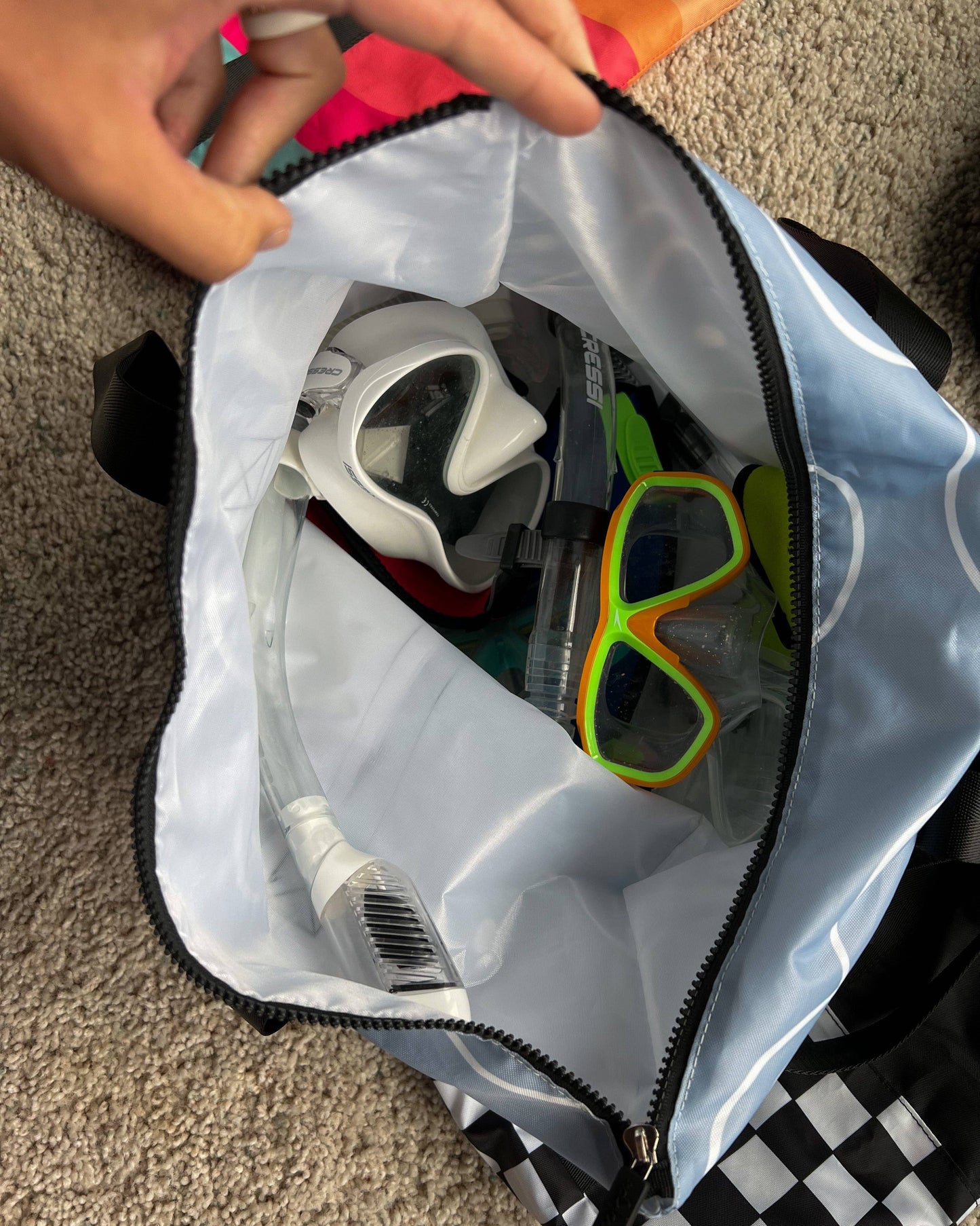 Checkered Packable Tote