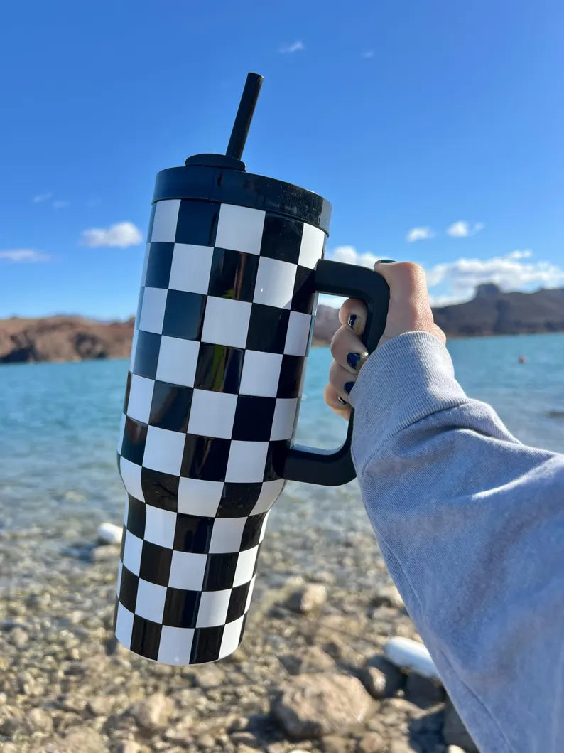 Checkered Motox 40 oz Tumbler