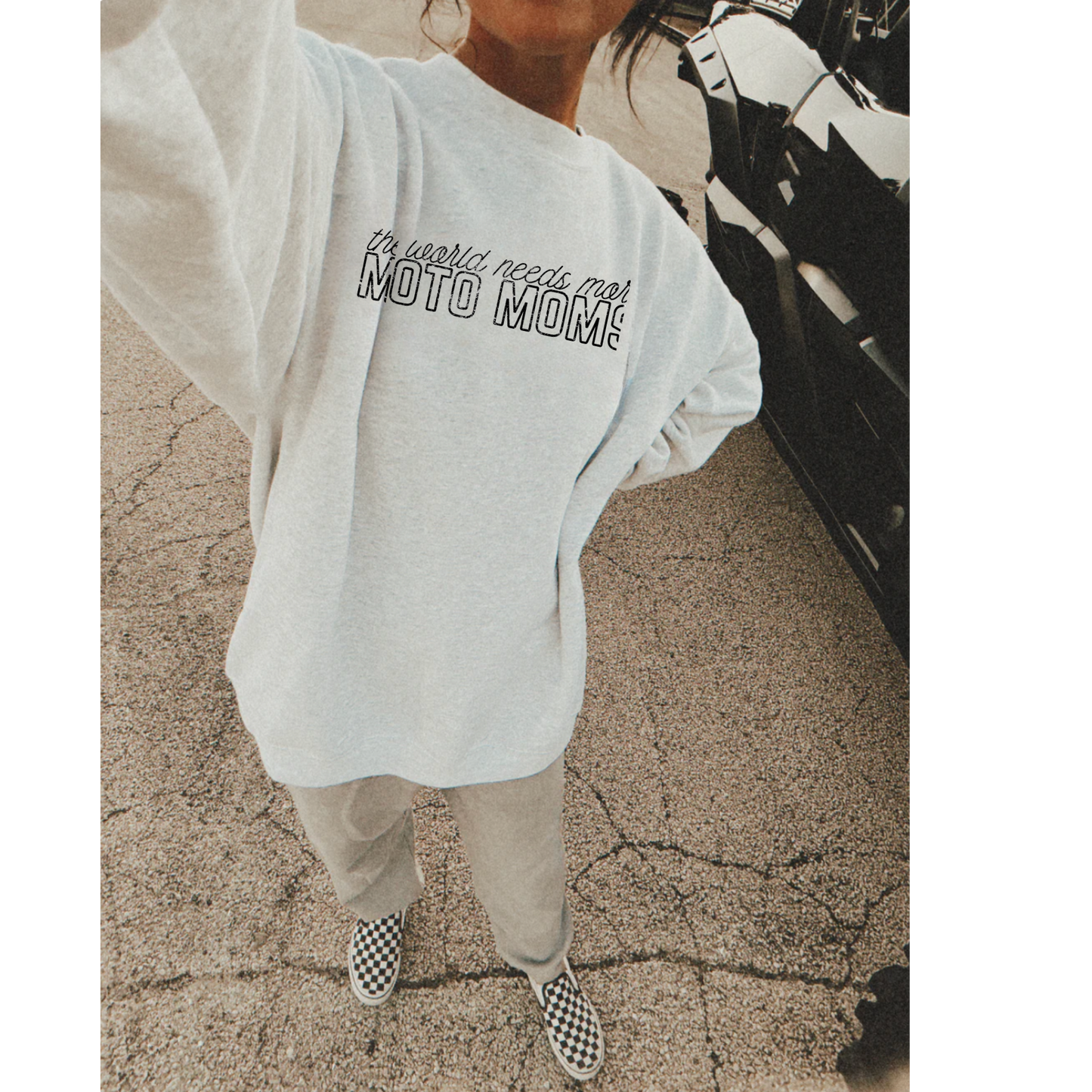 The World Needs More Moto Moms Crewneck Sweatshirt
