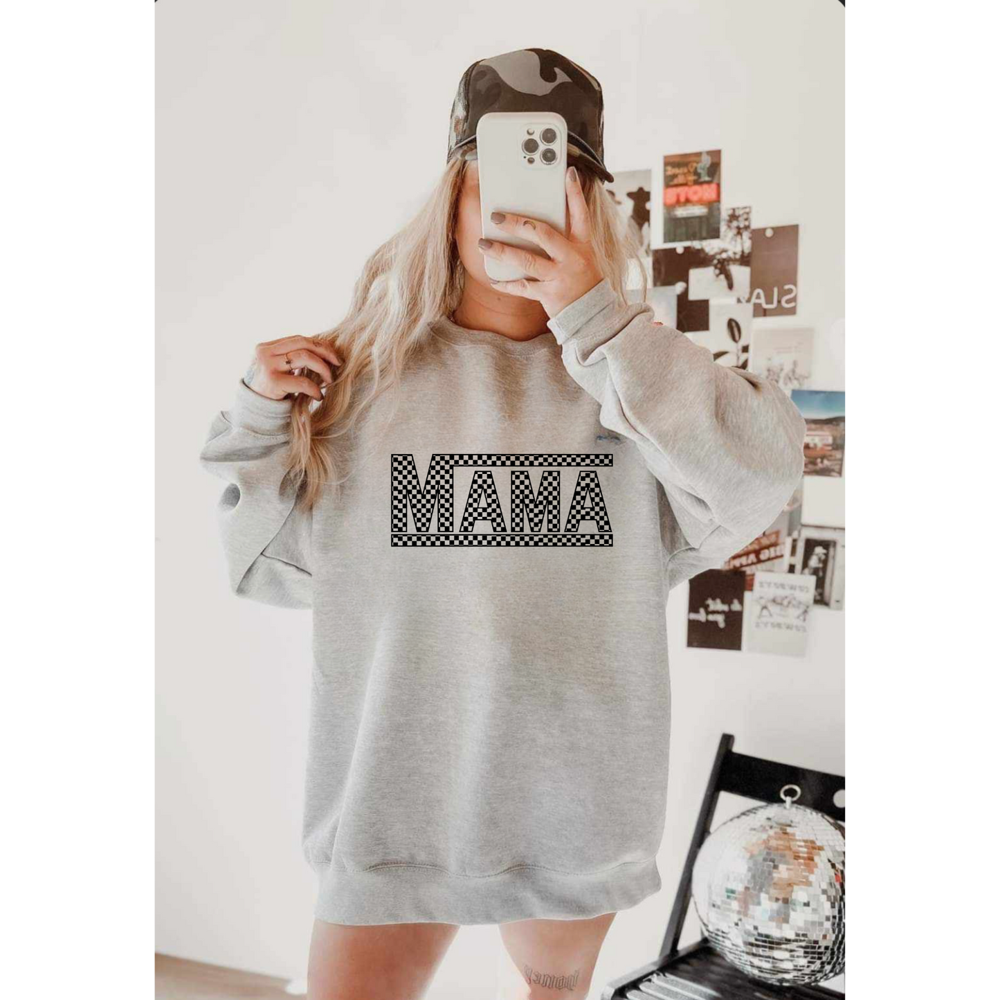 Checkered MAMA Crewneck