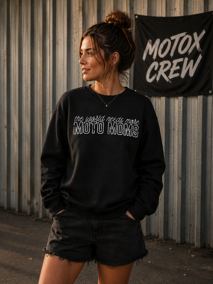 The World Needs More Moto Moms Crewneck Sweatshirt