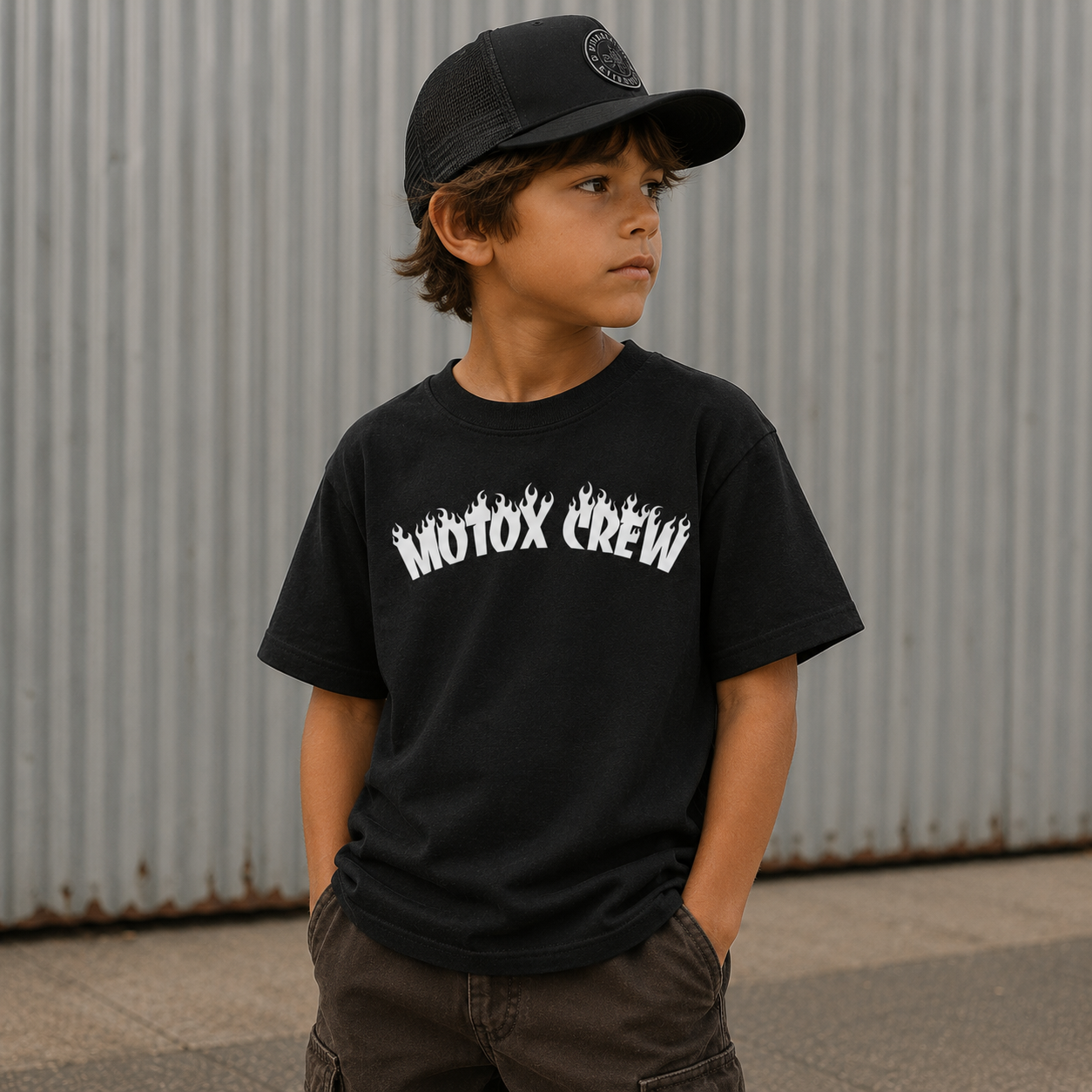 Youth Motox Crew Flame Tee