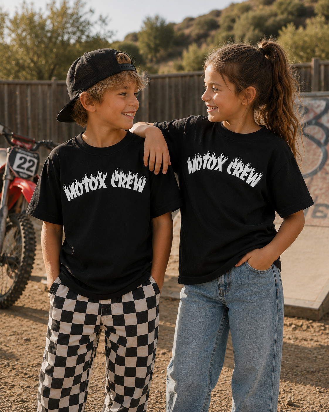 Youth Motox Crew Flame Tee