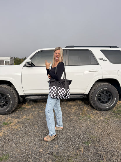 Checkered Packable Tote