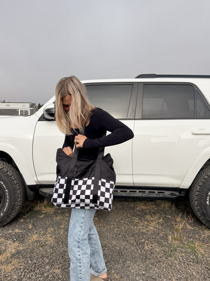 Checkered Packable Tote