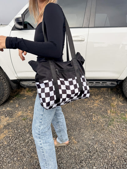 Checkered Packable Tote