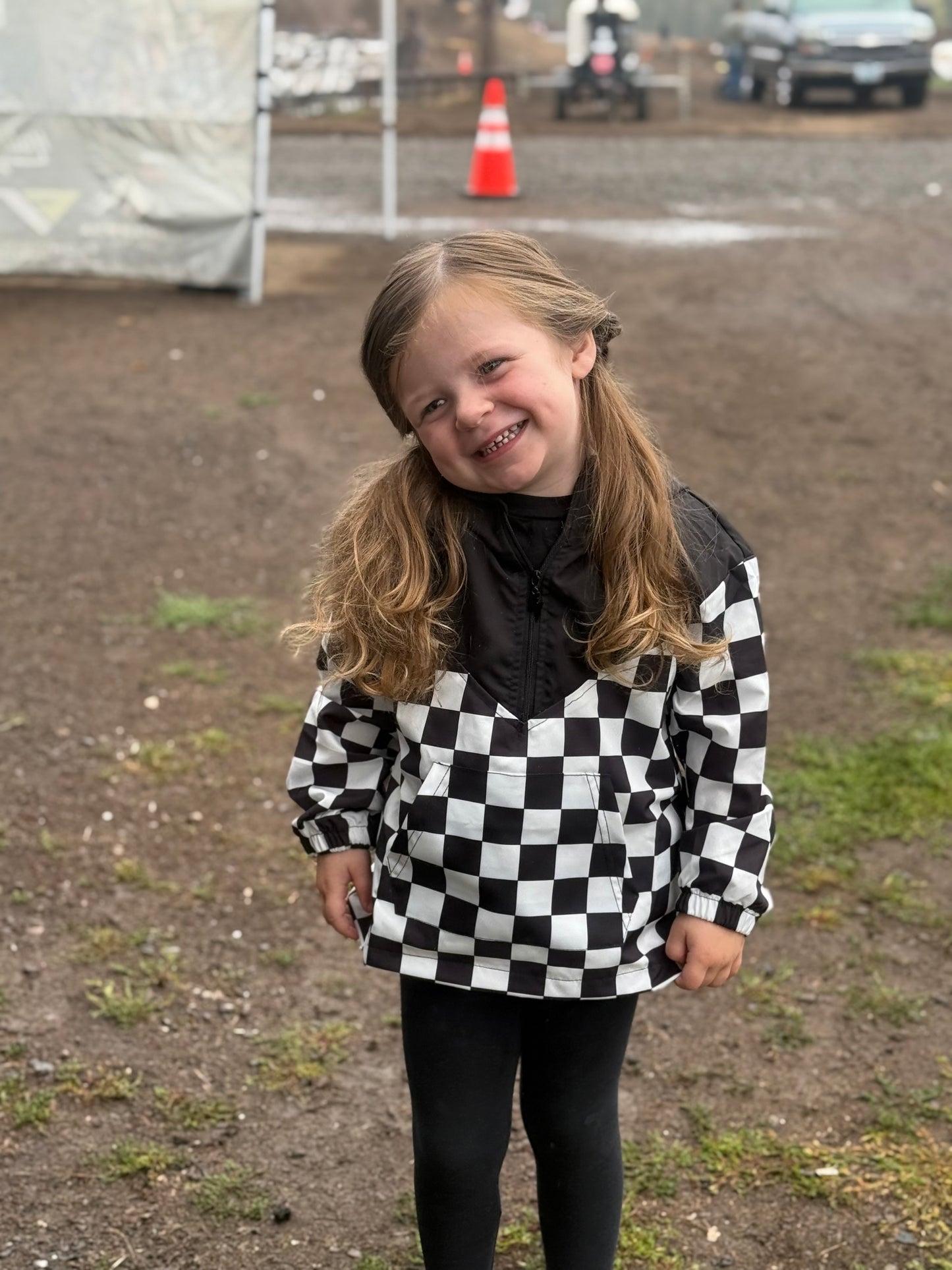 Toddler & Kids Checkered Half-Zip Windbreaker