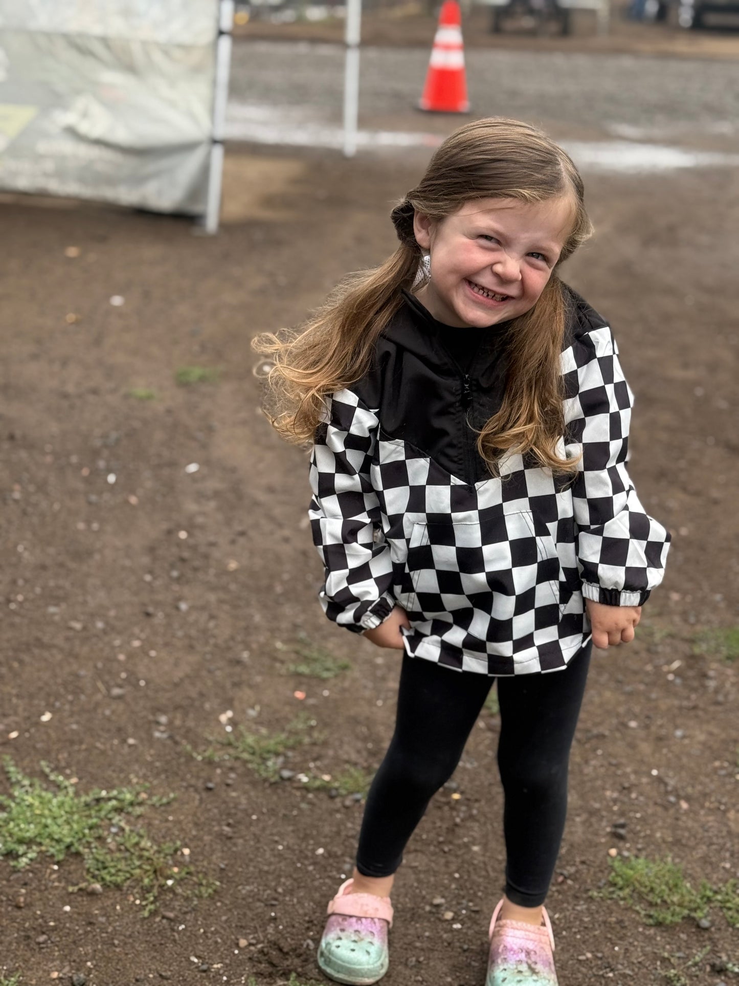 Toddler & Kids Checkered Half-Zip Windbreaker