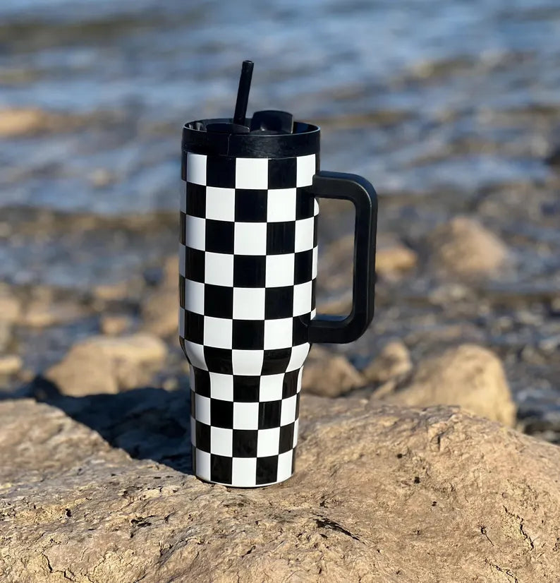 Checkered Motox 40 oz Tumbler