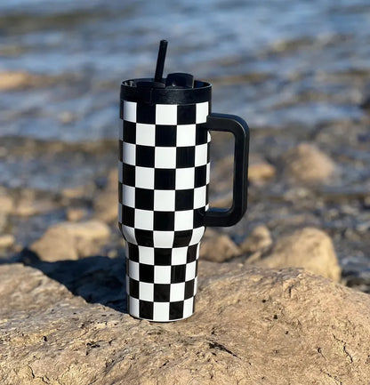 Checkered Motox 40 oz Tumbler