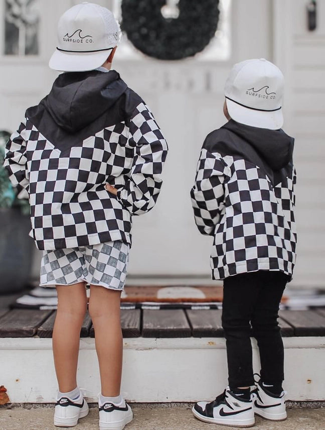 Toddler & Kids Checkered Half-Zip Windbreaker