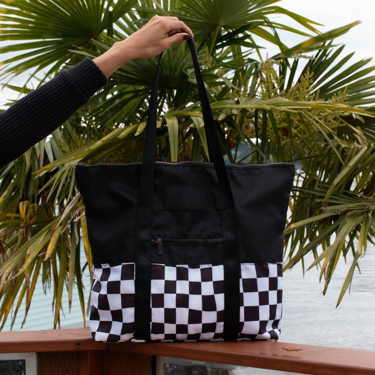 Checkered Packable Tote